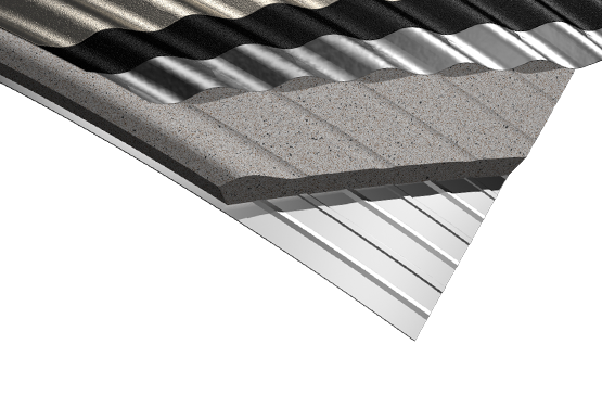 Pannello curvo, microventilato a protezione multistrato per travi a Y